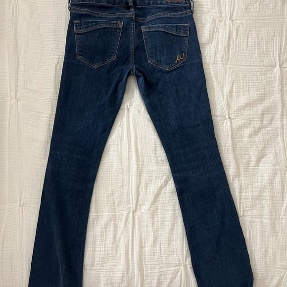 Express Barely Boot Jeans Low Waist Dark Blue Size 0 Short - Picture 2 of 5
